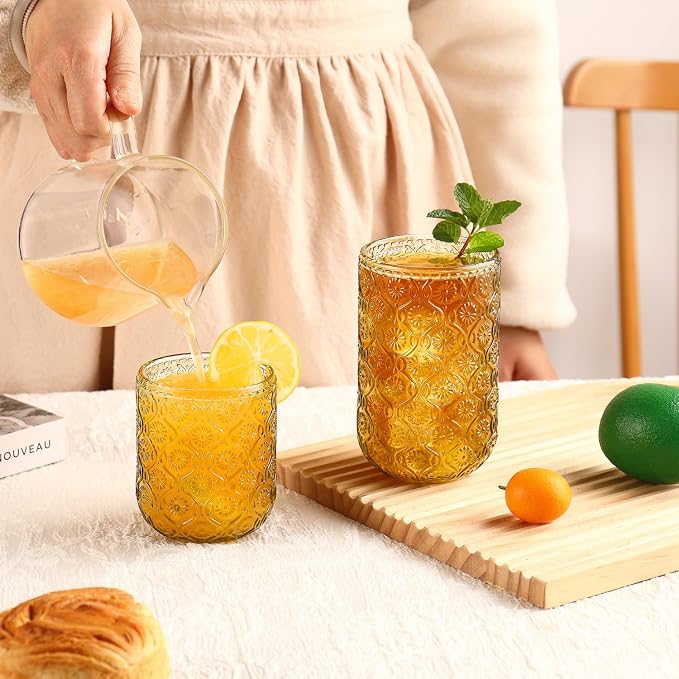 Green Drinking Glasses Set of 12, 12 Oz Highball & 10 Oz Cocktail Glasses - Image 3