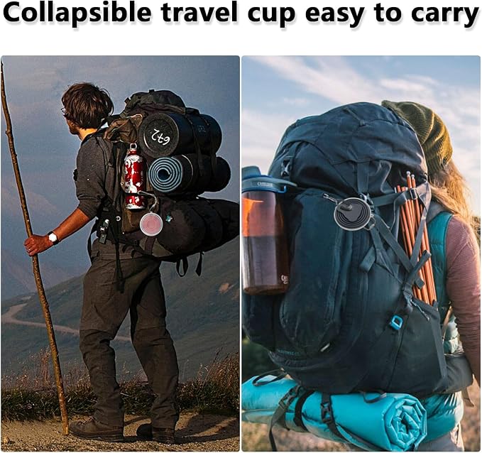 Litoexpe 4 Pack Silica gel Collapsible Travel Cup 270ml | Dark Gray & Pink & - Image 6