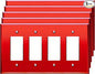 LIDER Reflective Acrylic Decorator Wall Plate, Mirrored Light Switch Plate, Plexiglass Outlet Cover, Acrylic Glass, Oversized 4-Gang 5.25" x 8.88", LWP-34O-ARD5P, Red, 5 Pack