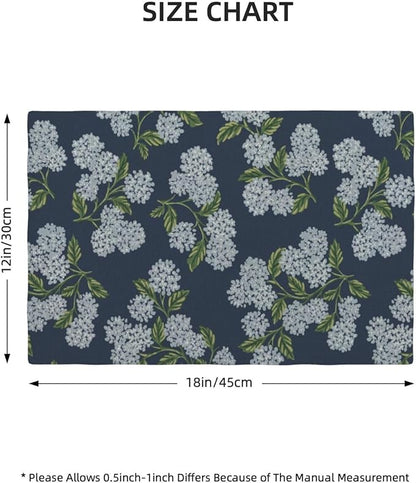 Navy Blue Placemats Set of 4 Blue Green Hydrangea Flower Decor Place Mats 12x18 Inch Vintage Floral Spring Summer Seasonal Decorative Linen Table Mats for Kitchen Dining Party Table Decoration