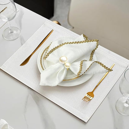 Napkin Rings - Pearl Gold Napkin Rings Set of 6 - Image 4