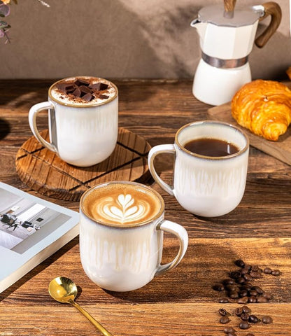 LERATIO 12OZ Ceramic Coffee Mugs Set of 6, Large Porcelain Coffee Cups - Image 4
