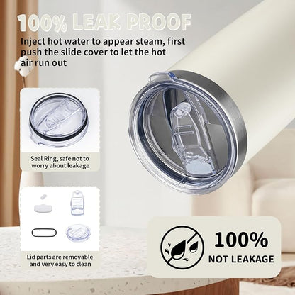20 oz Tumbler with Lids and Straws, Stainless Steel Insulated Coffee Tumbler - Image 5