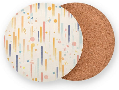 Stripes Tiny Dots Minimalist 4 Piecing Set Absorbent Coasters Corkboard - Image 2