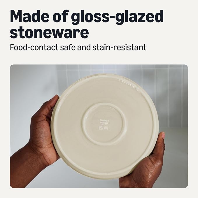 Amazon Basics Glazed Stoneware Salad Plates, Ceramic 4-Piece Set, Dishwasher - Image 3