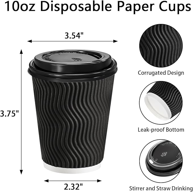 BYSNOW 100 Pack 10 oz Coffee Cups - Image 4