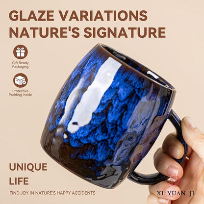 Midnight Blue Ceramic Coffee Mug 14oz - Image 3