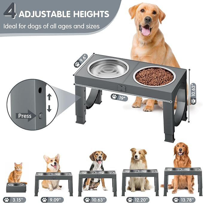 XIAZ Elevated Dog Bowls Large Breed Raised Dogs Bowl Stand Large/Medium Sized - Image 2
