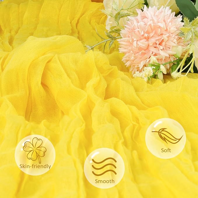 6 Pack Lemon Yellow Cheesecloth Table Runner 35 x 120 Inch | Boho Gauze Cheese - Image 4
