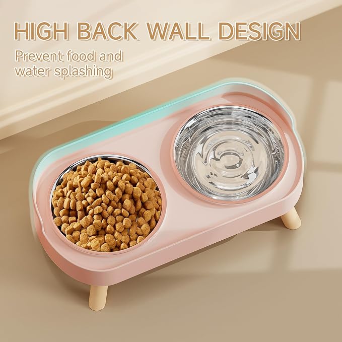 Elevated Cat Bowl, Raised Cat Food and Water Bowl Set - Image 2