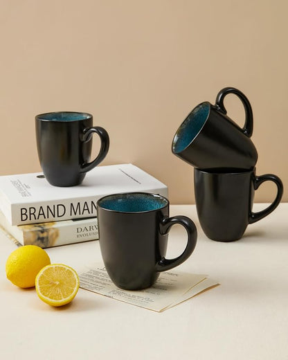 Pokini Coffee Mug 15 oz, Ceramic Coffee Mugs Set of 4, Reactive Glaze Mug - Image 4