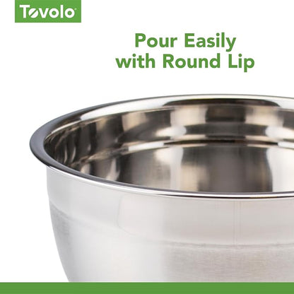 Tovolo XL Mixing Bowl Stainless Steel 7 Quart Extra Large Metal Mixing Bowls - Image 4