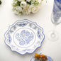 50 Pack 8" Light Blue French Toile Dessert Plates, Disposable Round Paper Floral Pattern Appetizer Salad Plates 300 GSM for Party Decoration