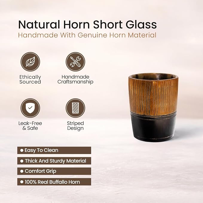 Handicrafts Home Viking Horn Shot Glasses Set of 4, Handmade Natural Ox Horn - Image 3