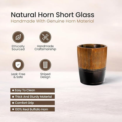 Handicrafts Home Viking Horn Shot Glasses Set of 4, Handmade Natural Ox Horn - Image 3