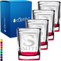 Personalized Shot Glasses Set of 4 Initial and Name 2oz Red Bottom Etched Square Shot Glass Engraved with Custom Text Birthday Gift for Men and Women