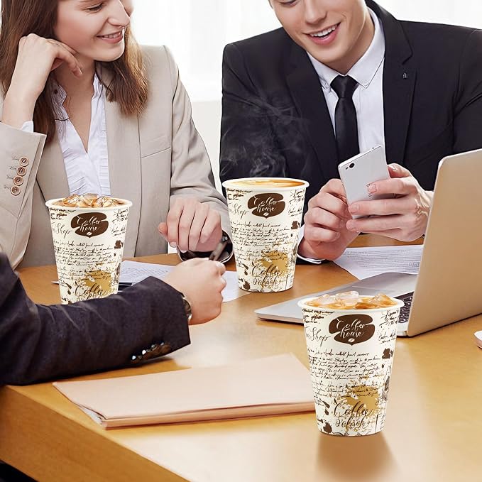 SIUQ 240 Pack 12 oz Disposable Paper Coffee Cups Retro Leak-Proof Sturdy | - Image 5