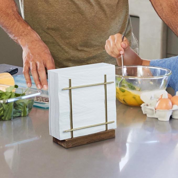 MyGift Brass Tone Wire Metal Napkin Holder - Image 2