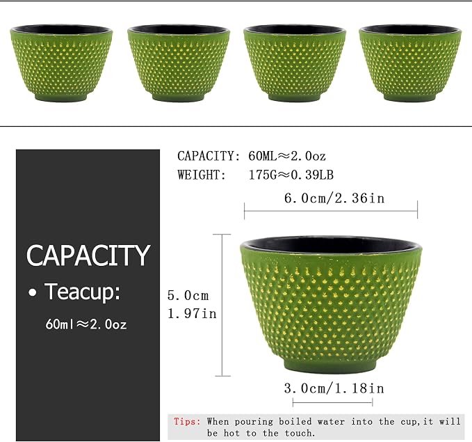 Japanese Cast Iron Tea Cups, Small and Heavy Teacups - Image 4