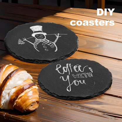 24 Pcs Slate Coasters, 4 inch Black Stone Coaster Set, Round | Laser Engraving - Image 4