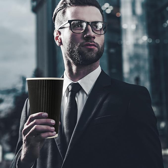 JollyPack Disposable Paper Coffee Cups, 12 oz, 60 Pack, Insulated Ripple Wall - Image 9