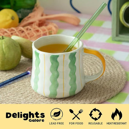Striped Ceramic Coffee Mug Set of 2 - Image 2