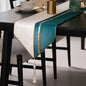 Avigers Table Runner 12 x 78 Inch, Emerald Green White, Tassels | Faux Silk by Avigers