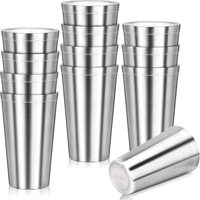 Stainless Steel Cups, 16 oz Insulated Tumbler, 12 Pack Double Wall Unbreakable by Offiper