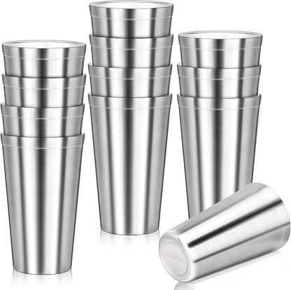 Stainless Steel Cups, 16 oz Insulated Tumbler, 12 Pack Double Wall Unbreakable by Offiper