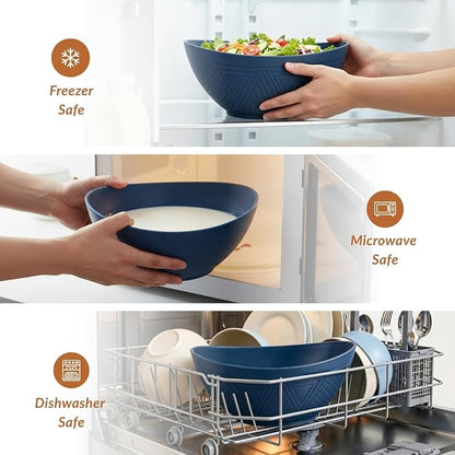 Wheat Straw Bowl Set of 6-60 OZ Large Salad Bowls, Microwave and Dishwasher - Image 5