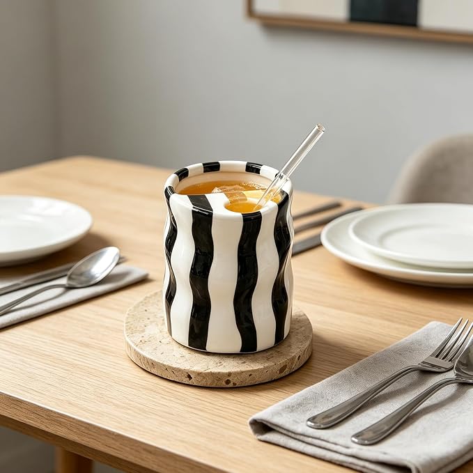 Espresso Cups Ceramic Coffee Mug Series European Striped Dot Coffee Cup And - Image 5