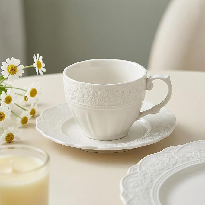 3 oz Espresso Cups Set of 6, Bone China Small Espresso Coffee Cups & Saucers Set - Image 5