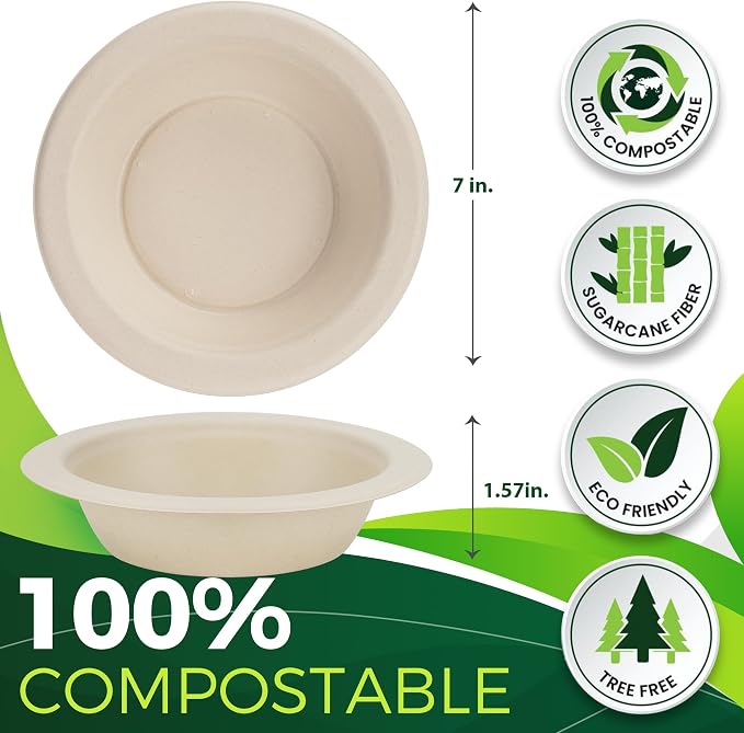 Paper Bowls 16 oz, Heavy Duty Disposable Bowls Perfect - Image 2