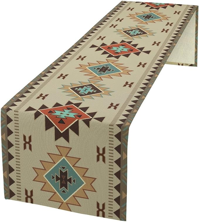 Aztec Southwest Table Runner, Ethnic Geometric Table Runners Dresser Scarves by SXXLDNG