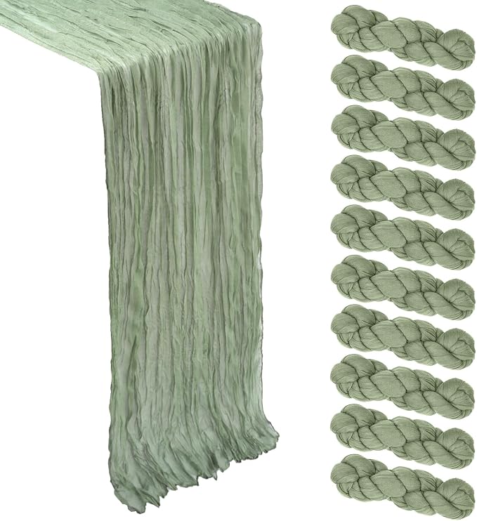 10 Pack 17 x 108 Inch Sage Green Table Runner Cheesecloth | Gauze Cheese Cloth by Heneger