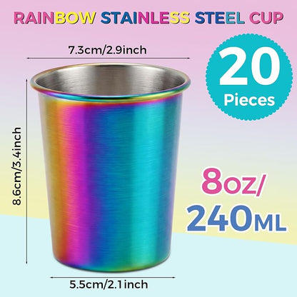 Mimorou 20 Pack 8 oz Stainless Steel Pint Cups Metal Cups Unbreakable Drinking - Image 2