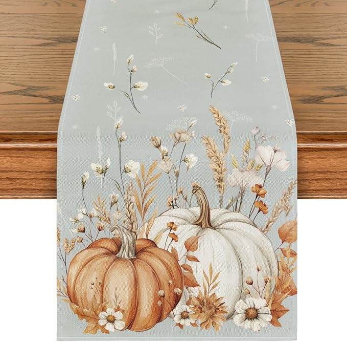 Artoid Mode 210 GSM Fall Table Runner 13x72 Inch Home Party Decor | Light Blue by ArtoidMode