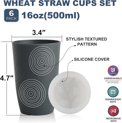 Wrova Wheat Straw Cups 16oz Set of 8 - Image 2