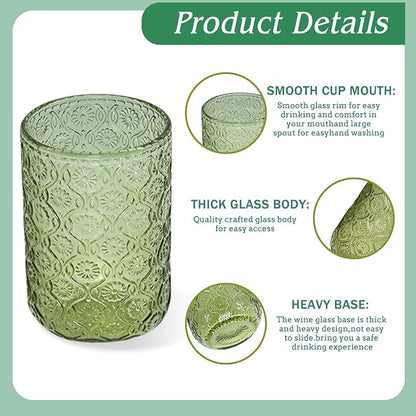 Green Vintage Drinking Glasses Set of 6, 14 oz hobnail drinking glasses - Image 3
