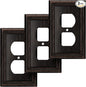 Henne Bery Sunken Pearls Heavy Duty Decorative Wall Plate Switch Plate Outlet Cover (Single Duplex, 3 Pack, Aged Bronze)