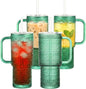 20 oz Green Glass Tumbler with Lid and Straw, Glass Iced Coffee Cups, by Unknown