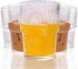 Set of 6 Cute Ribbed Glassware, 14oz Vintage Clear Glass Tumbler, Origami Style by WeirdUncle