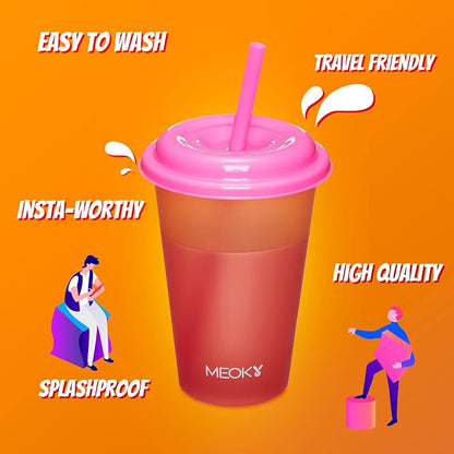Meoky Color Changing Cups with Lids and Straws - Image 4