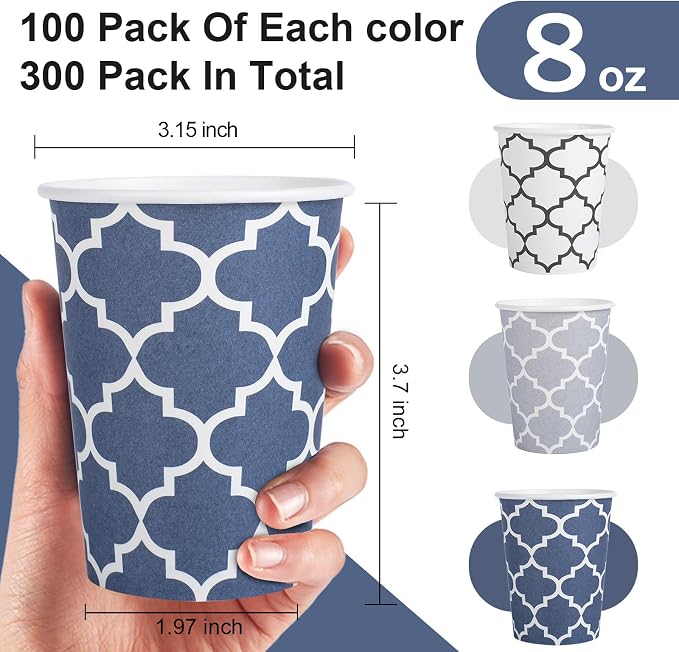 Clawsoff 300 Pack Paper Cups 8 oz, Disposable Coffee Cups 8 OZ | Sturdy - Image 2