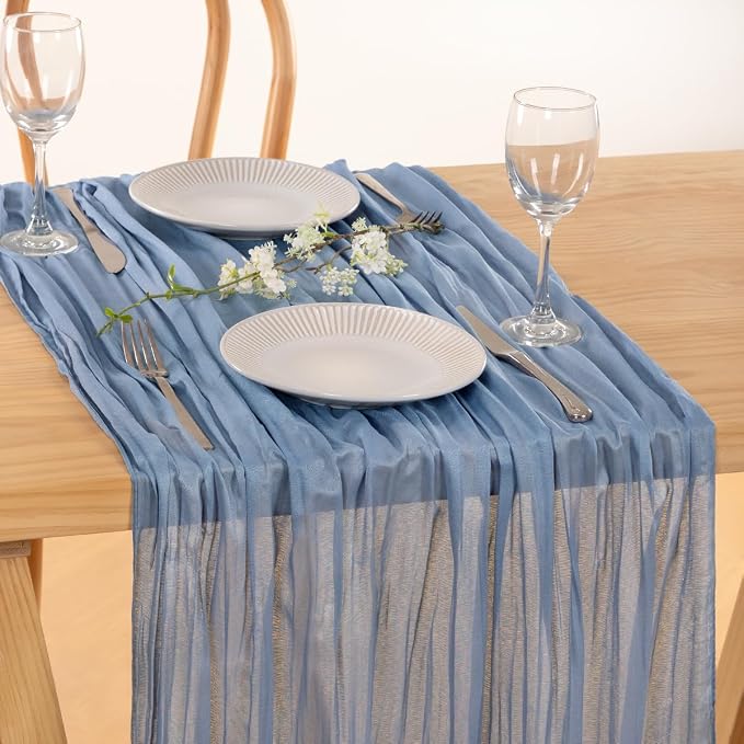 Dusty Blue Gauze Cheesecloth Table Runner 10ft Dinning Kitch Decor | - Image 6