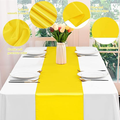 12 Pack Yellow Satin Table Runner 12 x 108 Inch Long Premium Table Runners - Image 4