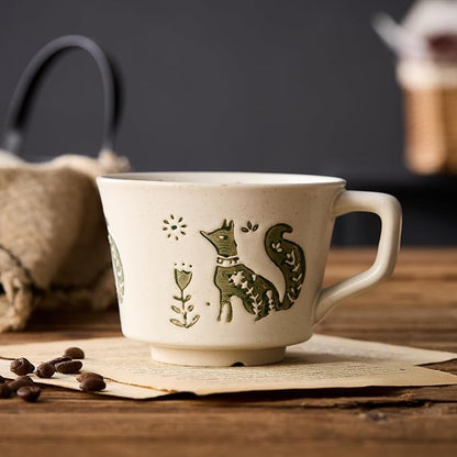 12 oz Vintage Ceramic Coffee Mug Set of 4 - Image 4