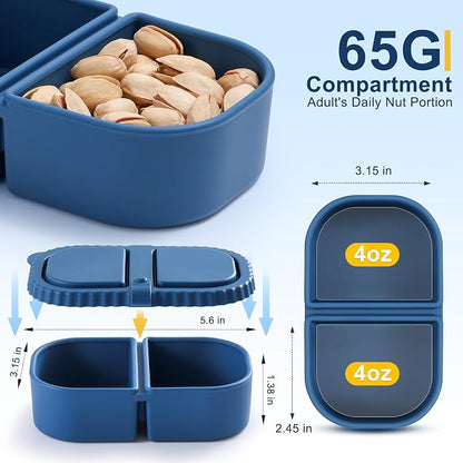 3 Pack Silicone Reusable Snack Containers - 8 oz Double Compartment Snackle Box - Image 2