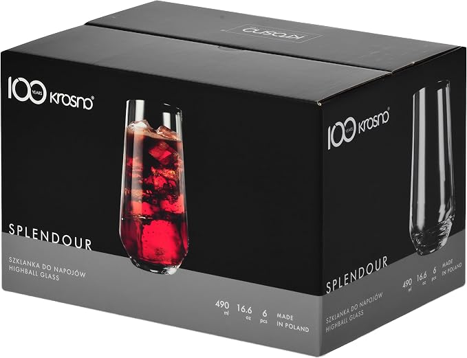 Krosno Tall Water, Drinking Glasses, 16.2 oz, Splendour Collection, Highball & - Image 3