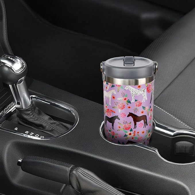 30 oz Horse Tumbler with Handle and Flip Straw, Vacuum Insulated Water Bottle - Image 6